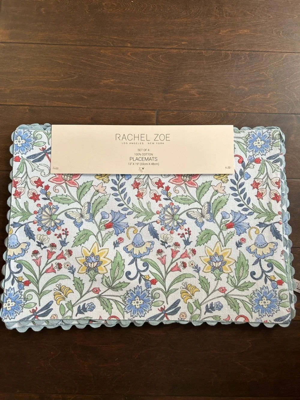 Rachel Zoe Set of 4 Placemats Floral New Cotton Multicolor